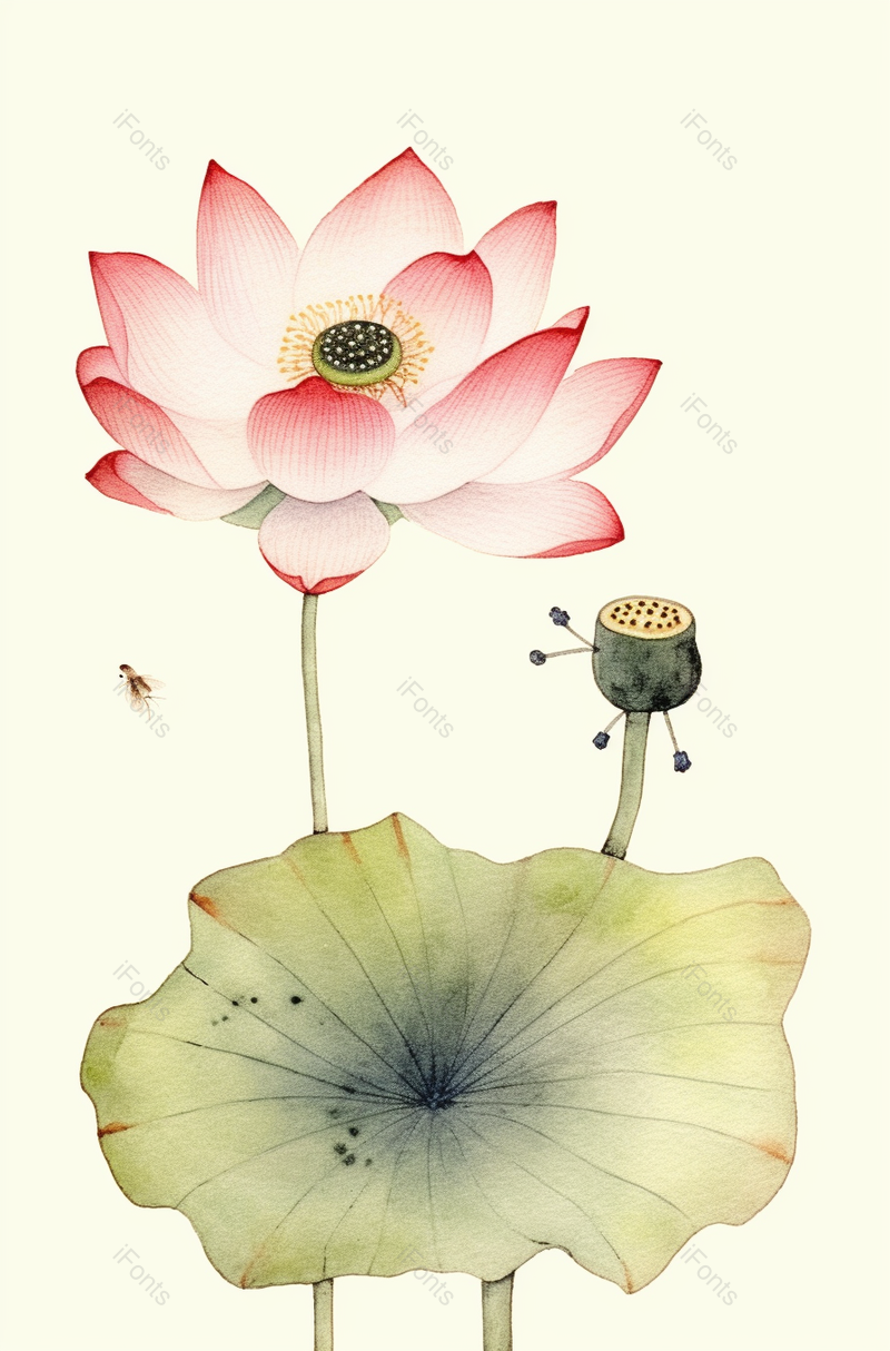 唯美手绘水彩花卉盛开的荷花背景,插画/手绘图,插画/手绘图库,插画/手绘图下载,插画/手绘